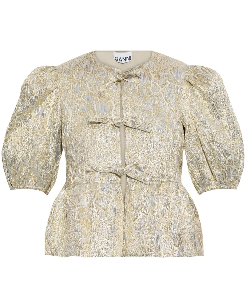 Ganni Bluse mit Lurex-Garn - Gold Gold