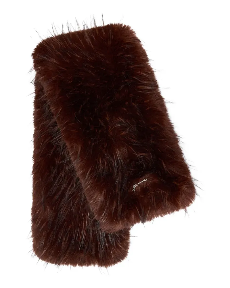 Ganni Stola aus Faux Fur - Braun Braun