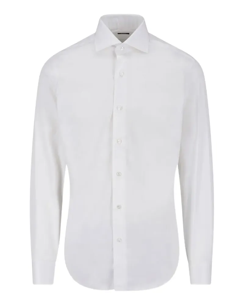 BARBA long-sleeve cotton shirt - Weiß Weiß