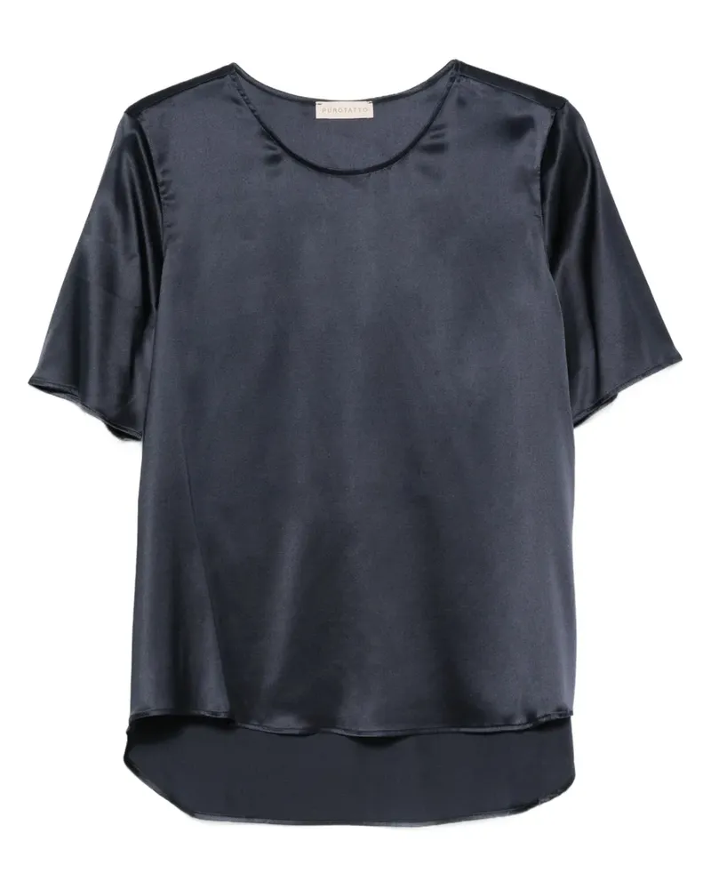 Purotatto Kurzärmelige Bluse - Blau Blau