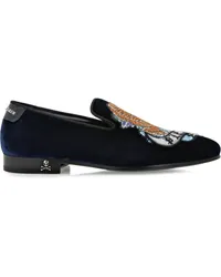 Philipp Plein Bestickte Tattoo Loafer aus Samt Blau