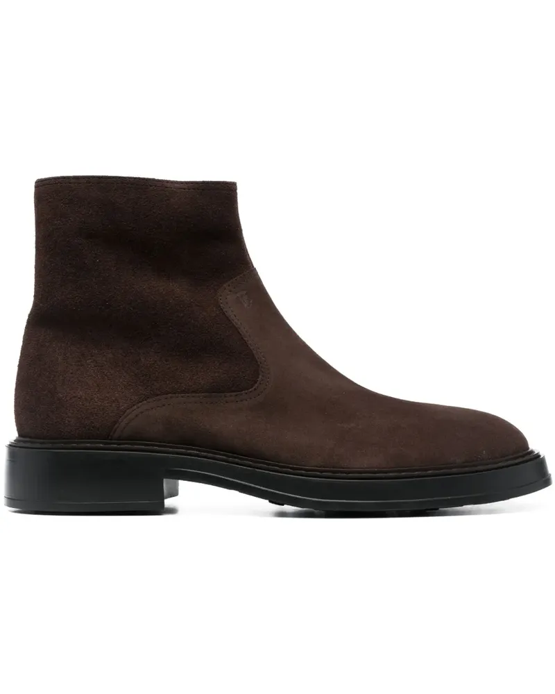 TOD'S Wildlederstiefel mit mandelförmiger Kappe - Braun Braun