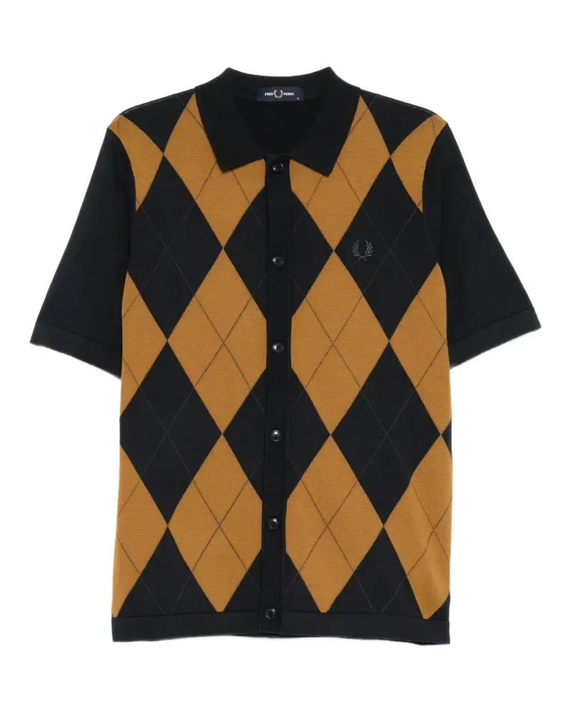 Fred Perry argyle-pattern button-up sweater - Blau Blau