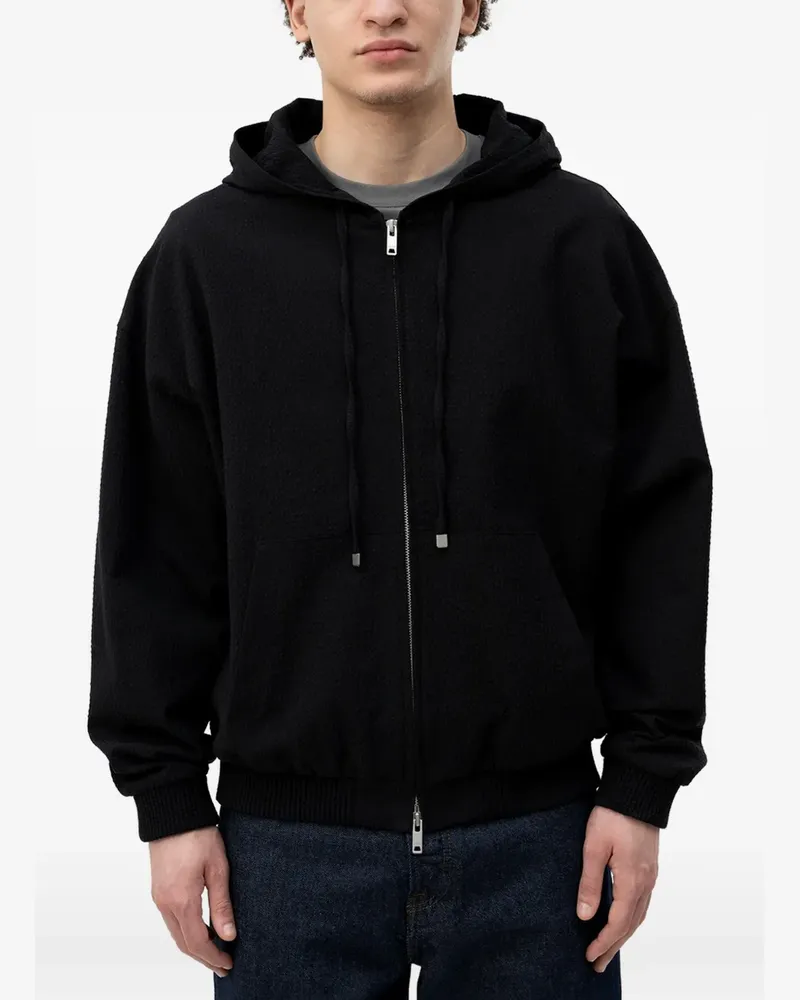 HUGO BOSS textured zip-up hoodie - Schwarz Schwarz