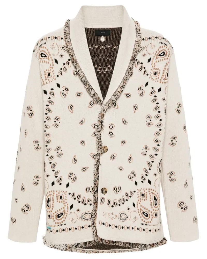 Alanui Ausgefranster Cardigan aus Bandana-Jacquard - Nude Nude