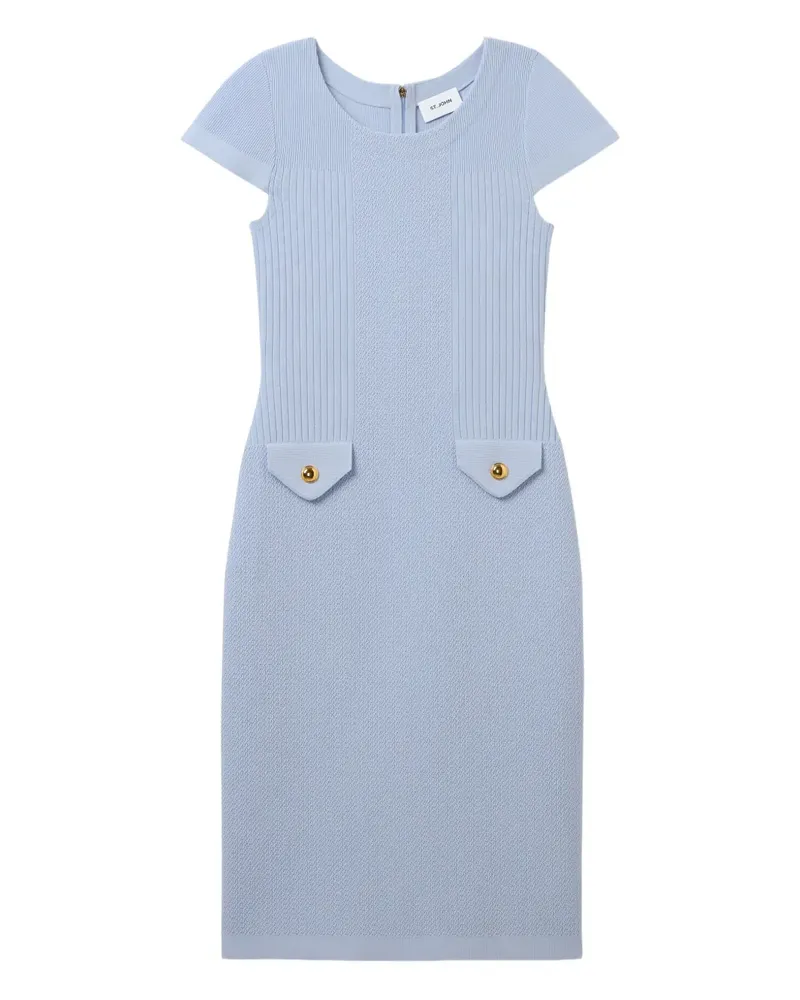 ST. JOHN Geripptes Kleid - Blau Blau