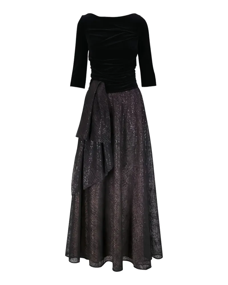 Talbot Runhof ruched-detail two-toned dress - Schwarz Schwarz