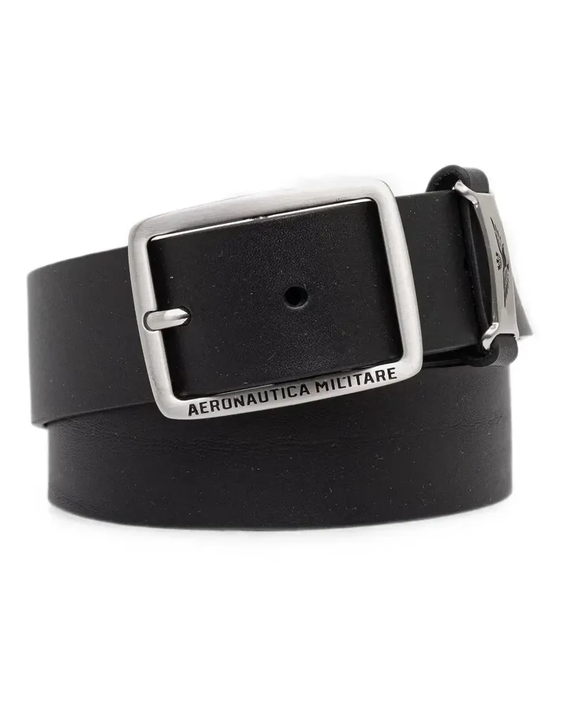 Aeronautica Militare logo-engraved leather belt - Schwarz Schwarz