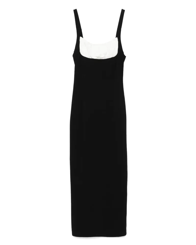 Rowen Rose Gerafftes Midikleid - Schwarz Schwarz