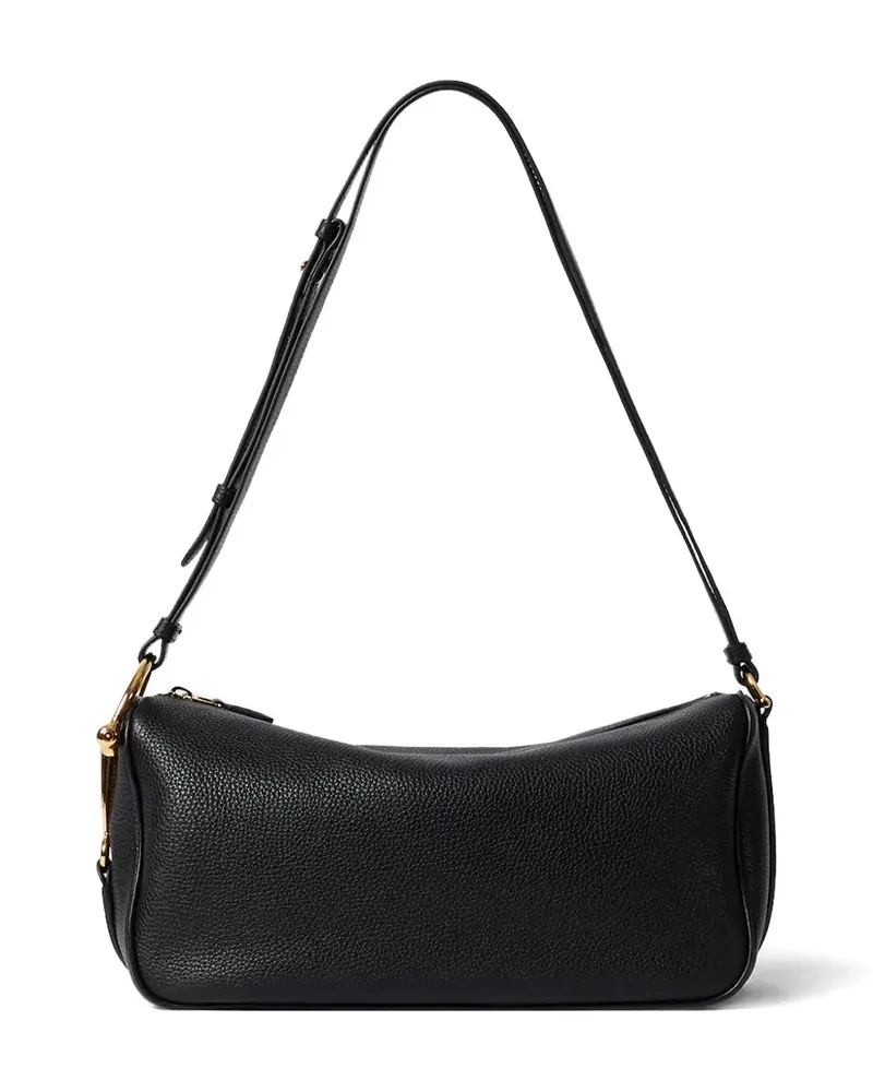 Gucci Mittelgroße Half Horsebit Schultertasche aus gekörntem Leder - Schwarz Schwarz