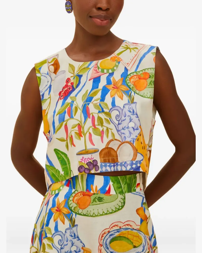 FARM Rio Gemustertes Oberteil - Weiß Weiß