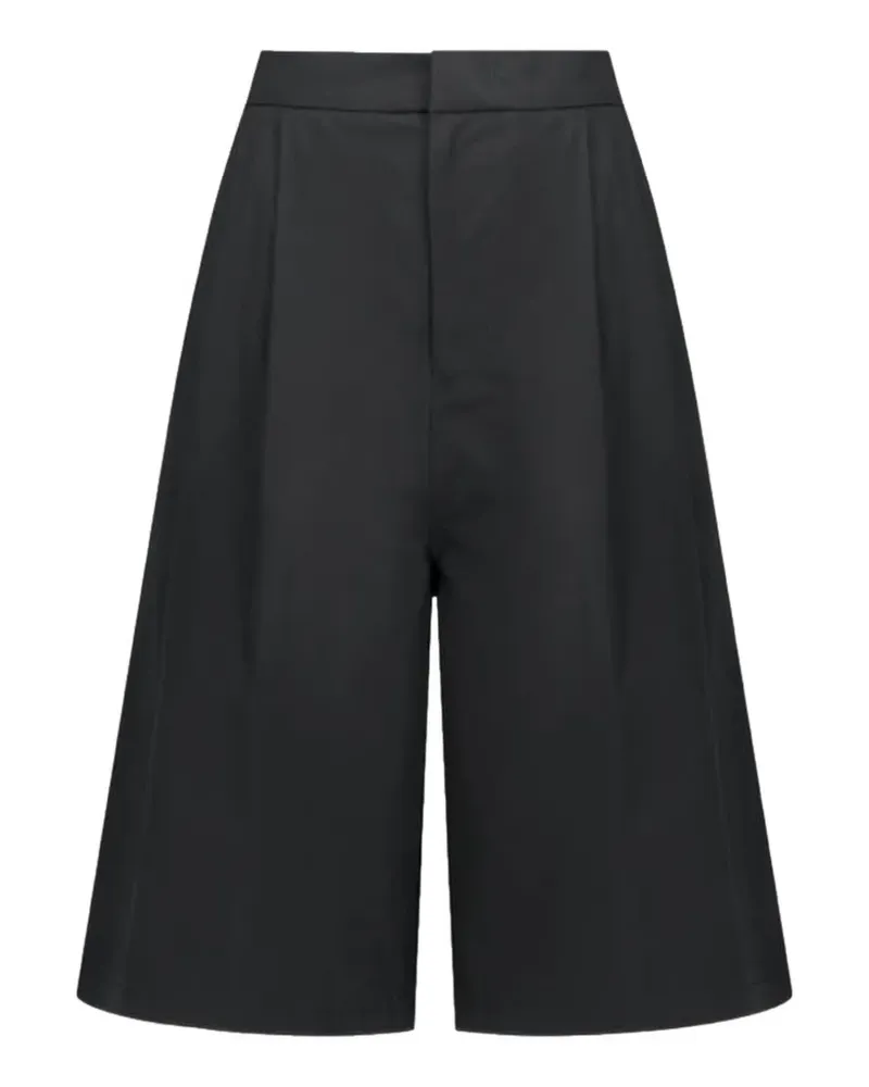 AMOMENTO Wide-Leg-Shorts mit Double-Tuck-Detail - Schwarz Schwarz