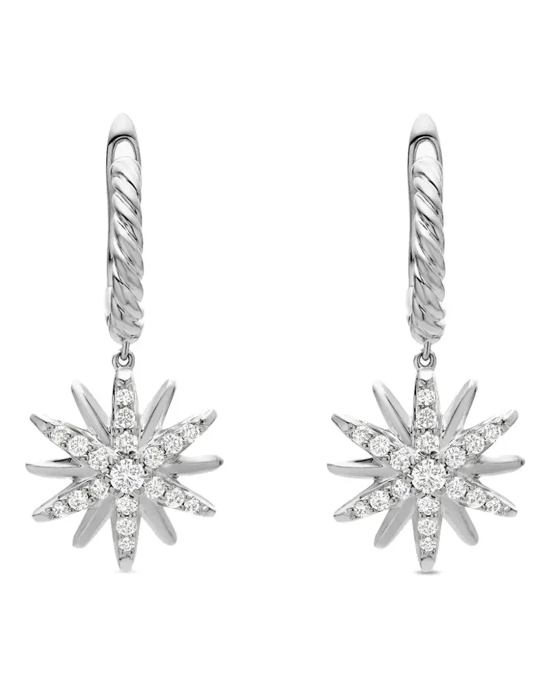 David Yurman Starburst Sterlingsilber-Hängeohrringe mit Diamanten (25mm Silber