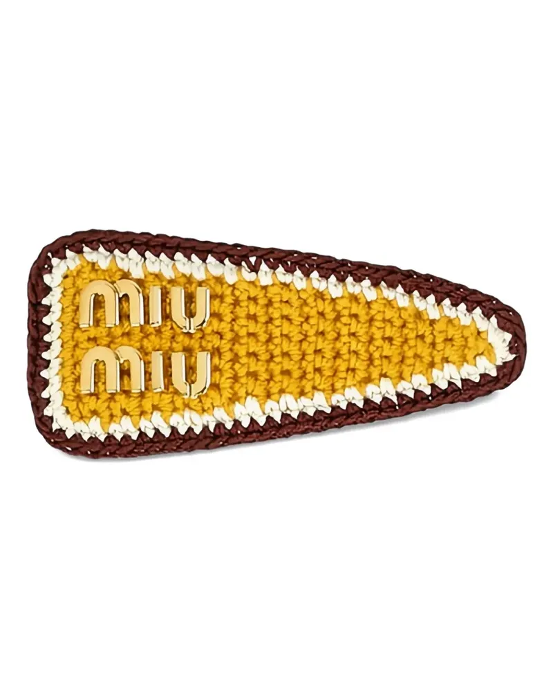 Miu Miu Haarspange mit gehäkeltem Logo - Gelb Gelb