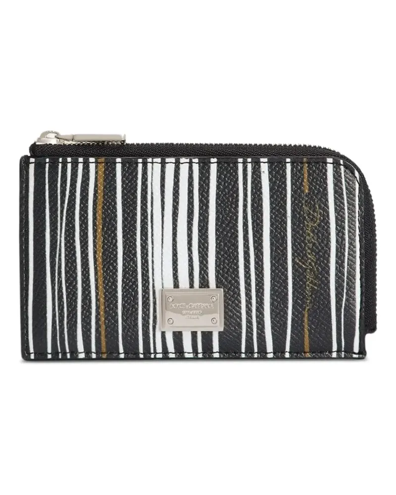 Dolce & Gabbana stripe-print card holder in calfskin - Schwarz Schwarz