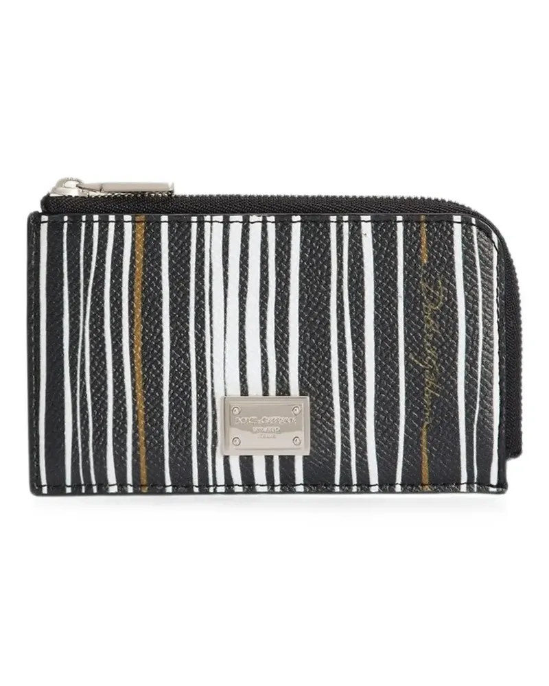 Dolce & Gabbana stripe-print card holder in calfskin - Schwarz Schwarz