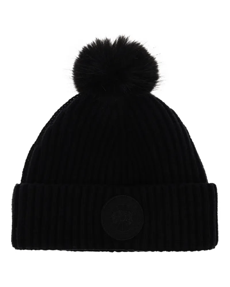 Canada Goose pom-pom ribbed-knit beanie hat - Schwarz Schwarz