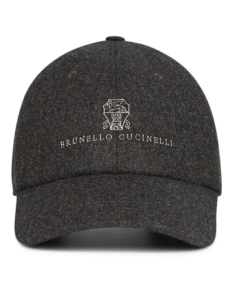 Brunello Cucinelli Bestickte Baseballkappe mit gebogenem Schirm - Grau Grau