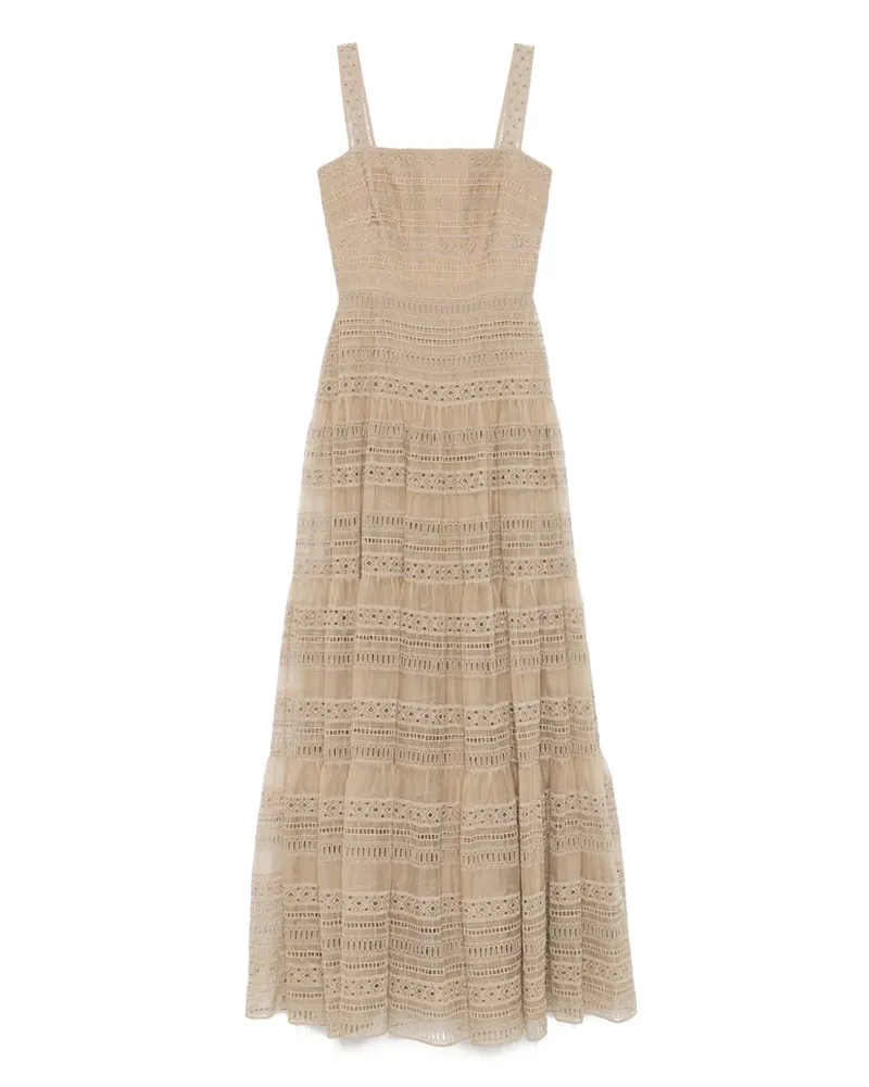 Elie Saab Maxikleid mit Stickerei - Nude Nude