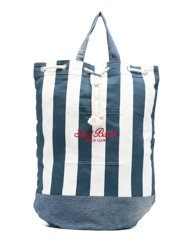 MC2 Saint Barth striped logo-embroidered backpack - Blau Blau