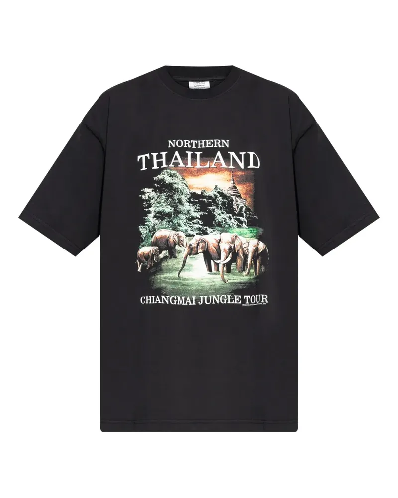 VETEMENTS Northern Thailand Chiangmai Jungle Tour T-Shirt - Schwarz Schwarz