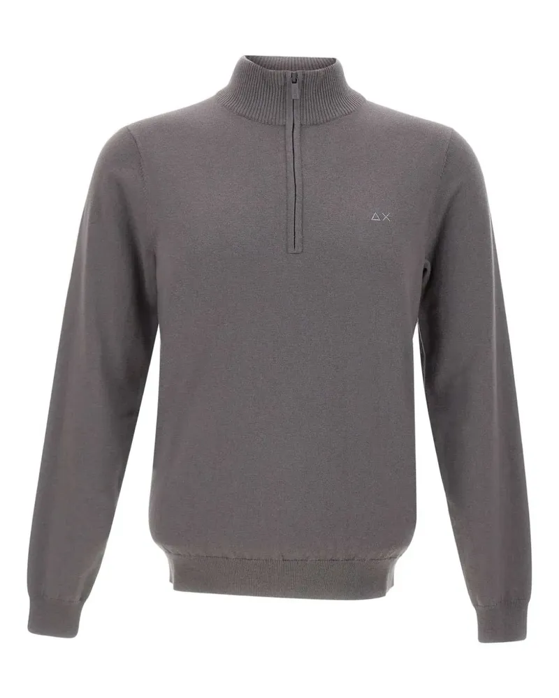 Sun68 Gerippter Pullover mit Reißverschluss - Grau Grau