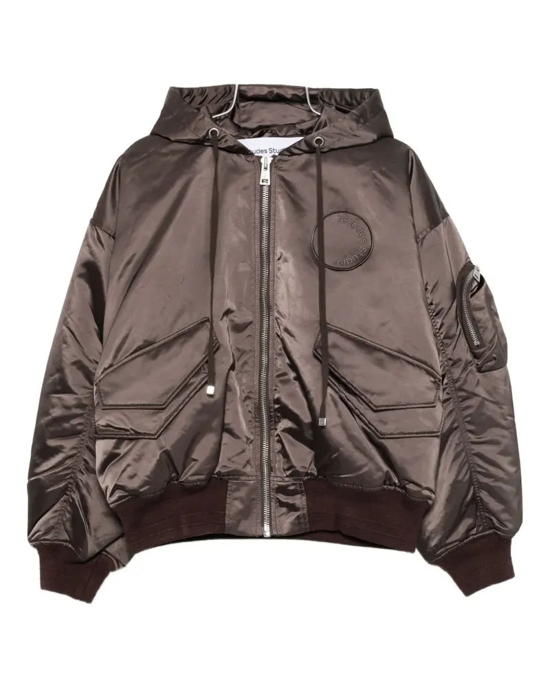 Études Studio Kapuzenjacke mit Logo-Patch - Braun Braun