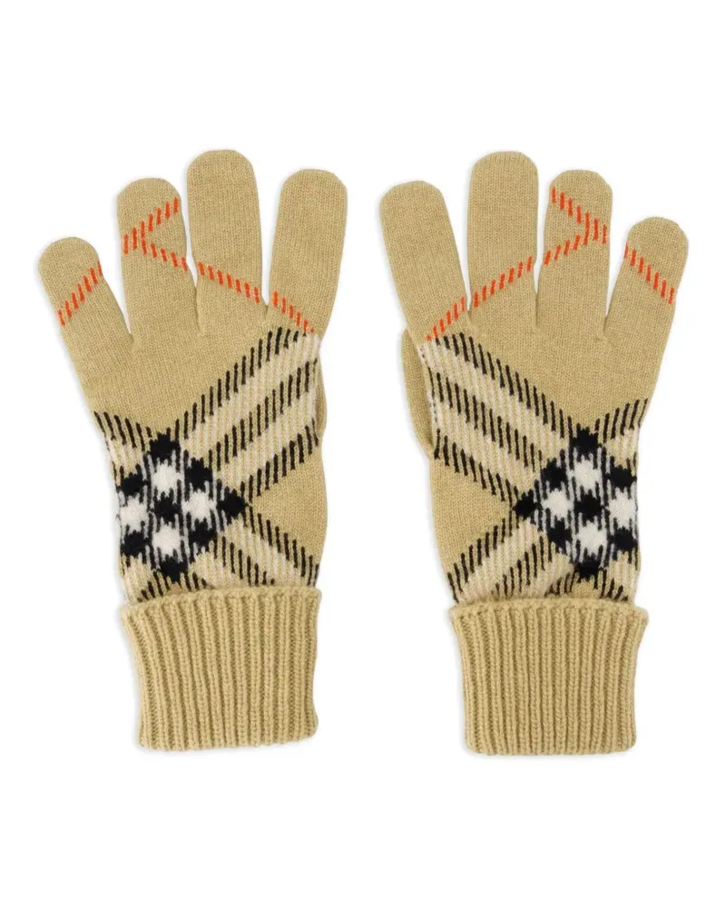 Burberry check ribbed gloves - Nude Nude