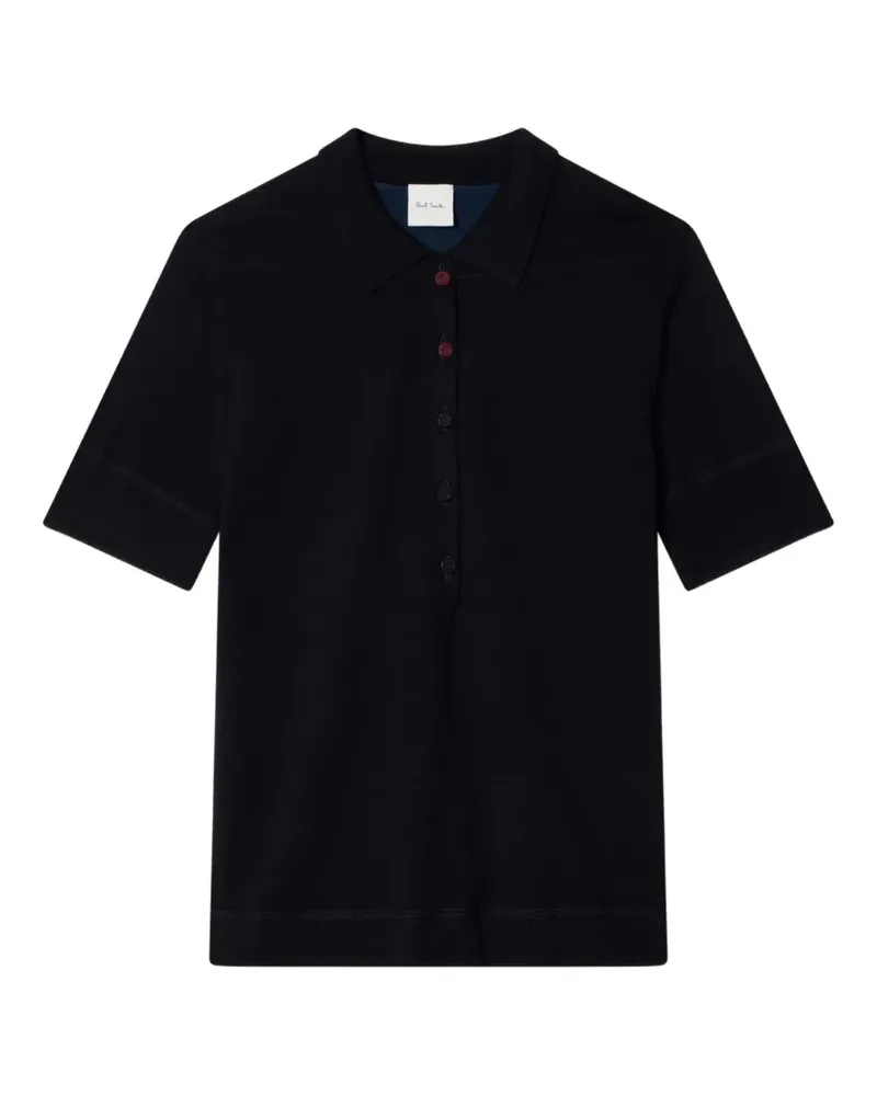Paul Smith merino wool-blend navy blue polo shirt - Blau Blau
