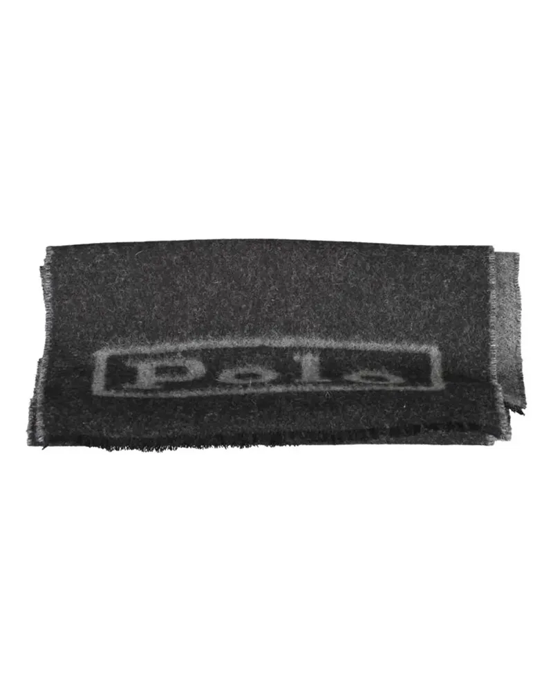 Ralph Lauren logo-print frayed wool scarf - Schwarz Schwarz