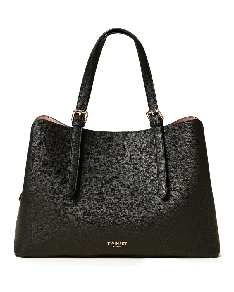 Twin-Set Tote Bag mit Schnallenband - Schwarz Schwarz