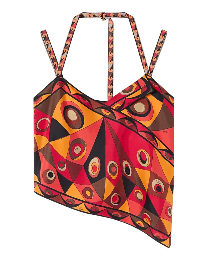 Emilio Pucci Seidenschal-Top mit Occhi-Print - Rot Rot
