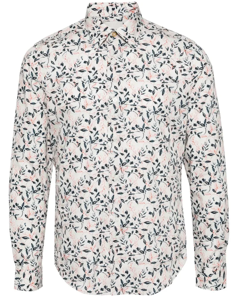 Paul Smith Popeline-Hemd mit Blumen-Print Weiß