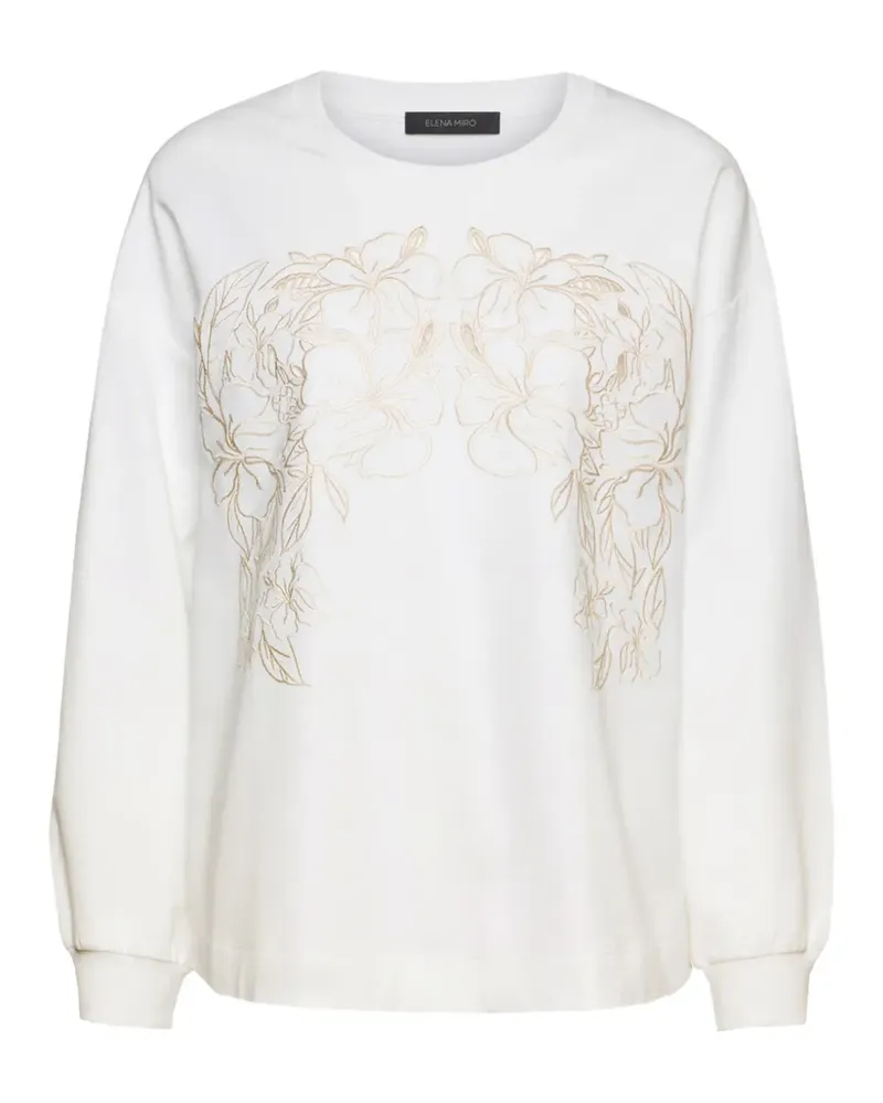 Elena Mirò Sweatshirt mit Stickerei - Weiß Weiß