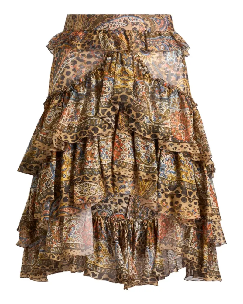 Etro Gerüschter Rock mit Paisley-Print - Nude Nude