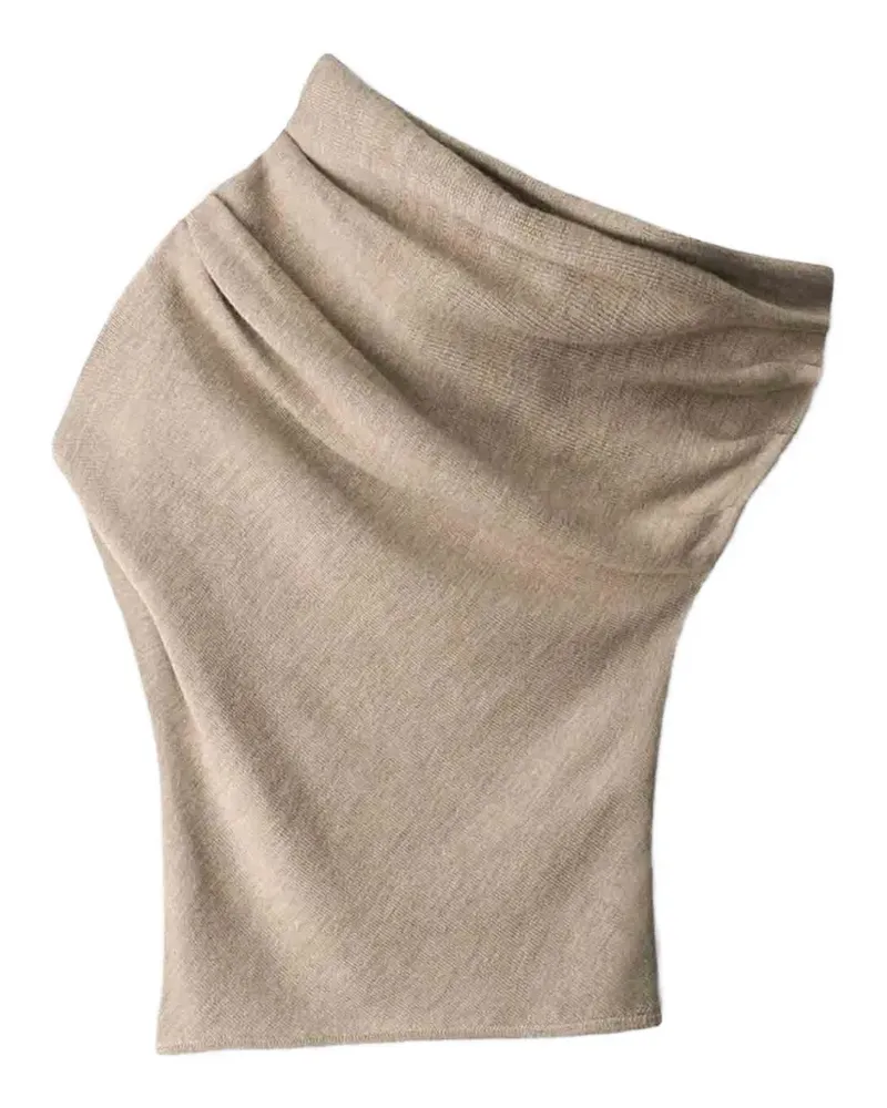 STAUD Mabel one-shoulder draped sweater - Nude Nude