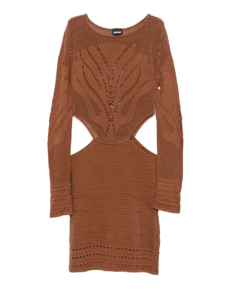 Just Cavalli cut-out crochet-knit mini dress - Braun Braun