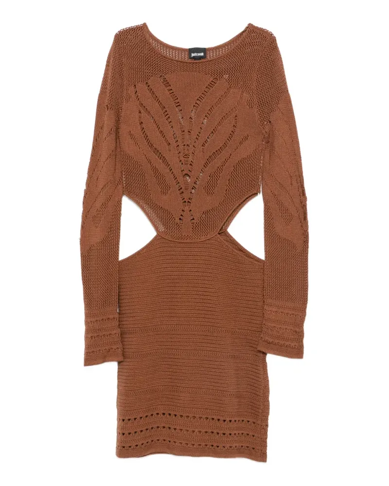 Just Cavalli cut-out crochet-knit mini dress - Braun Braun