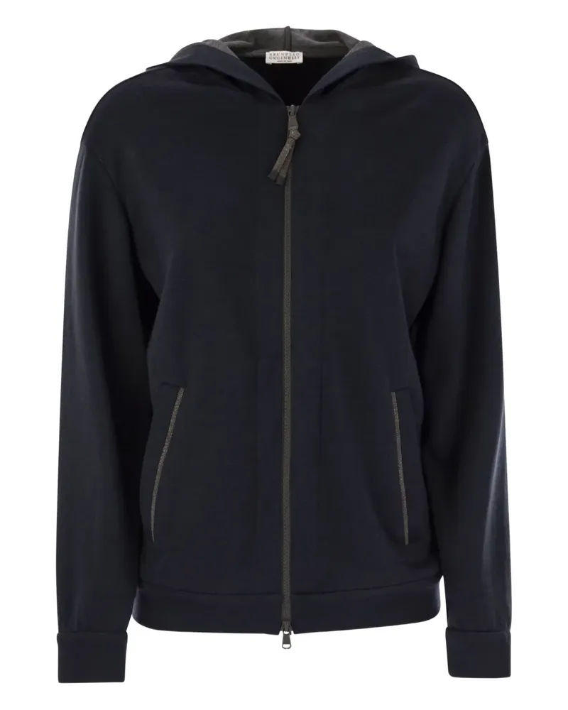 Brunello Cucinelli Precious Stripe Hoodie - Blau Blau