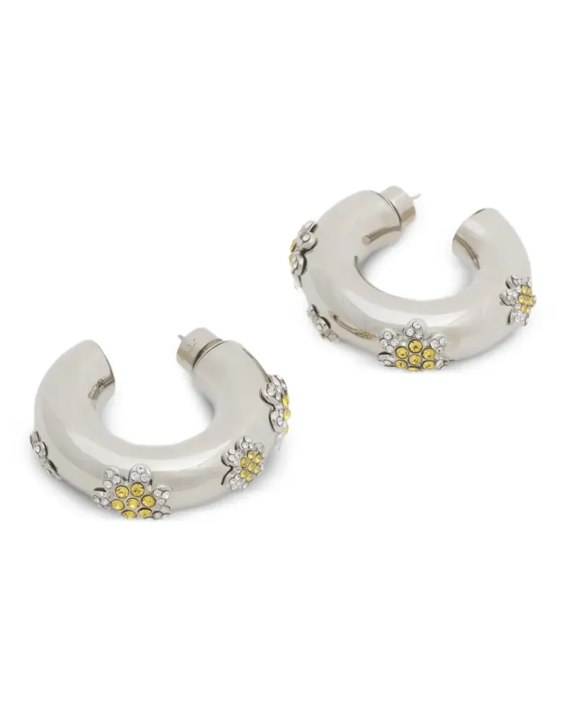 Marni Creolen mit gelben Gänseblümchen aus Strass - Silber Silber