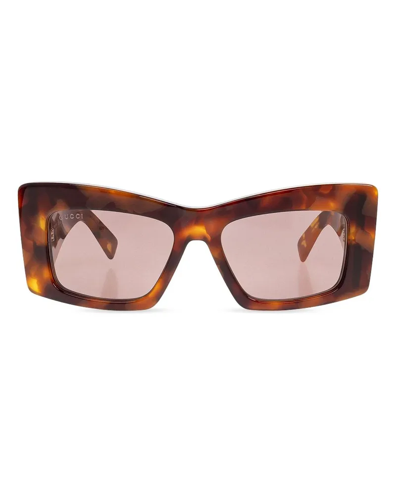Gucci Sonnenbrille mit Logo-Schild - Braun Braun