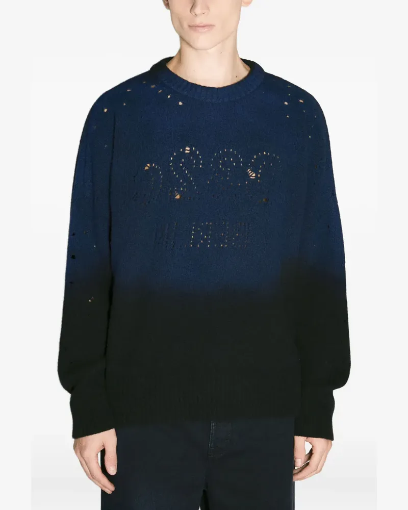 032c Dip-Dye-Pullover mit Cut-Out - Schwarz Schwarz