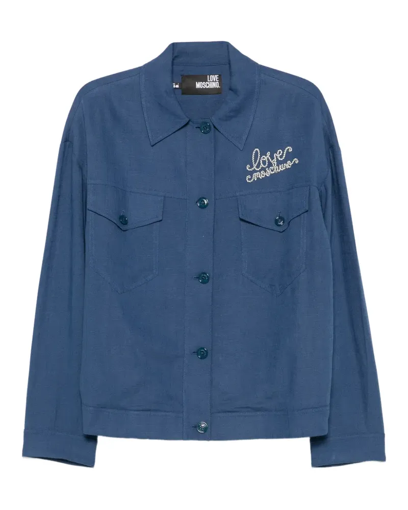 Moschino logo-embroidered jacket - Blau Blau