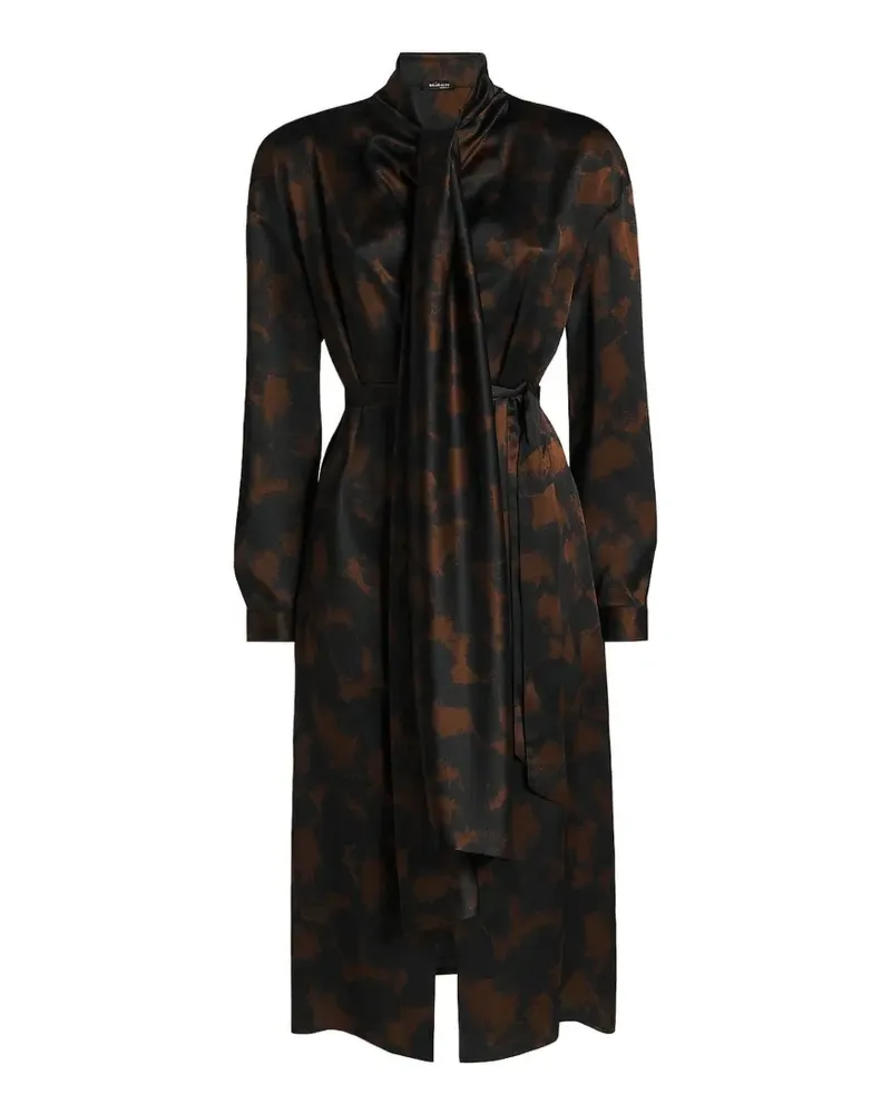 Kiton Midikleid mit abstraktem Print - Schwarz Schwarz