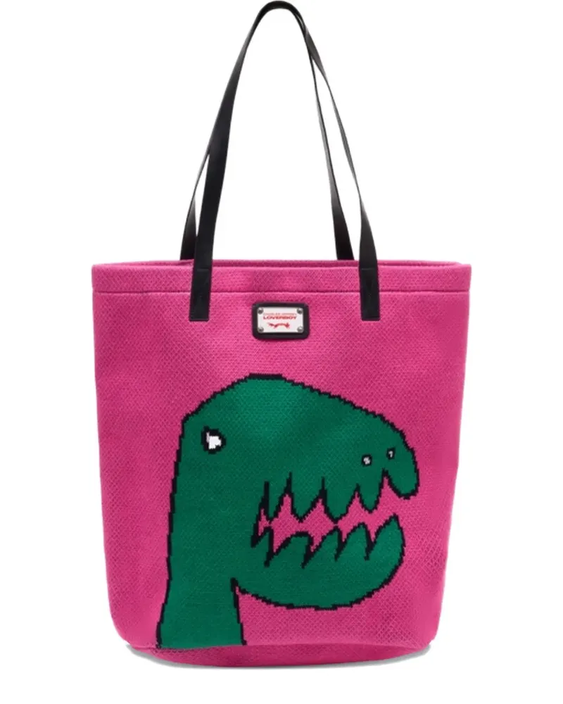 Charles Jeffrey Loverboy dinosaur-print tote bag - Rosa Rosa