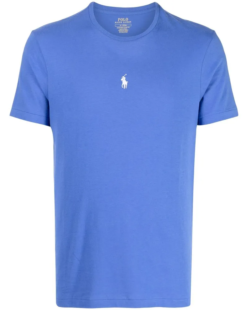 Ralph Lauren Schmales T-Shirt mit Logo-Stickerei - Blau Blau