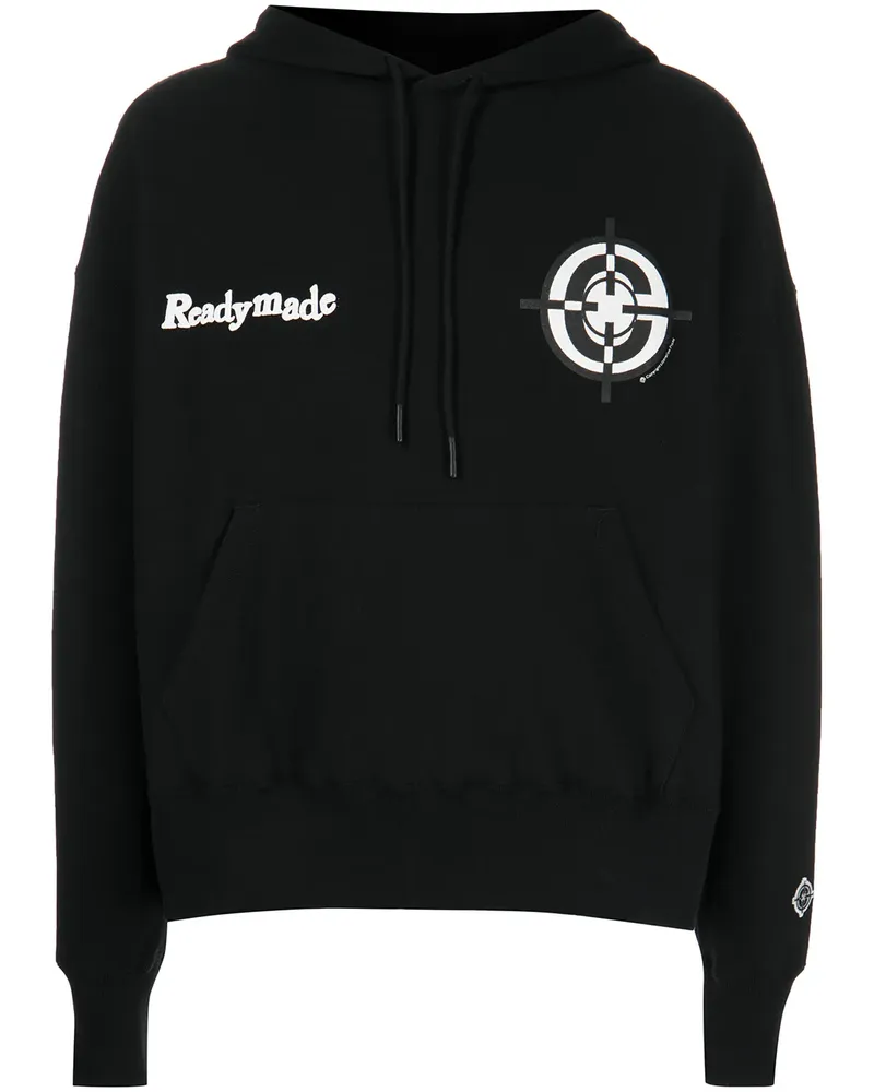 READYMADE Hoodie mit grafischem Print - Schwarz Schwarz