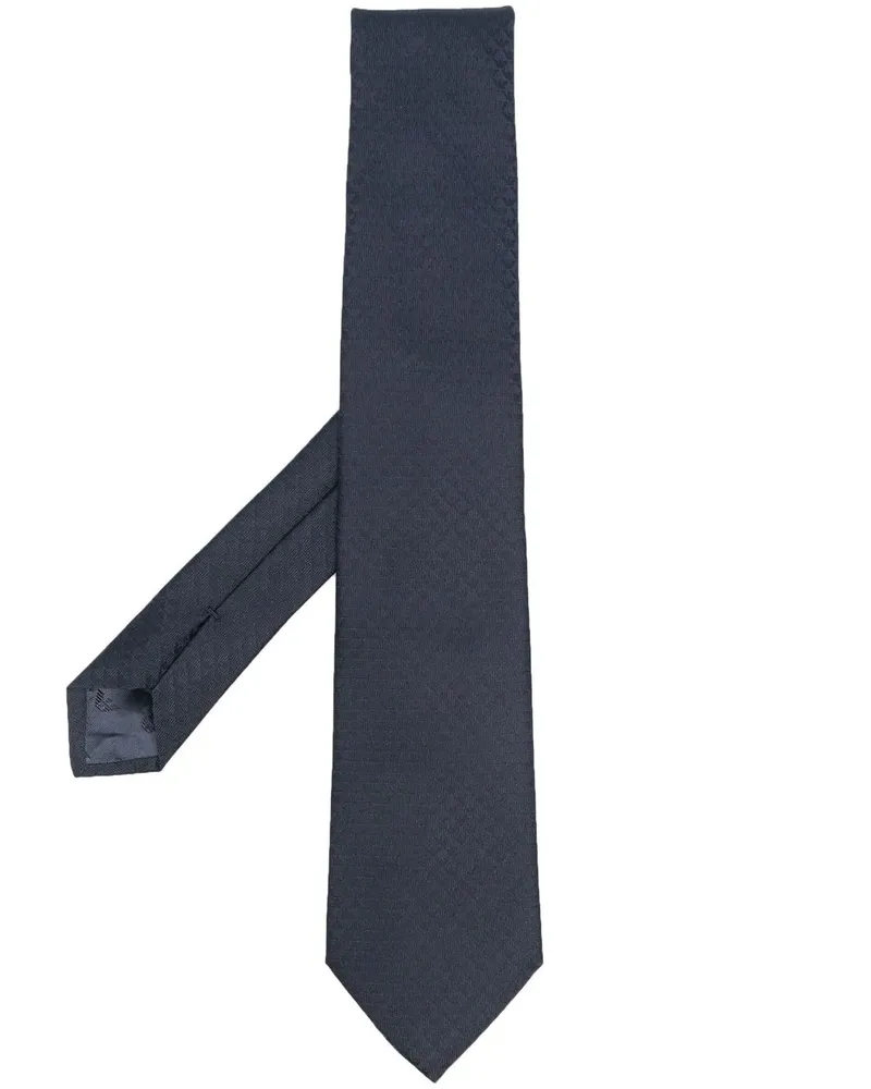 Emporio Armani Seidenkrawatte mit Monogramm - Blau Blau