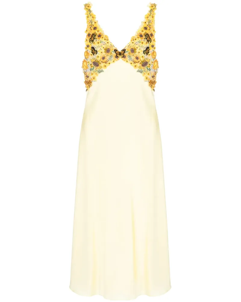 Mary Katrantzou Camisole-Kleid aus Seidenstretch mit Perlen - Gelb Gelb