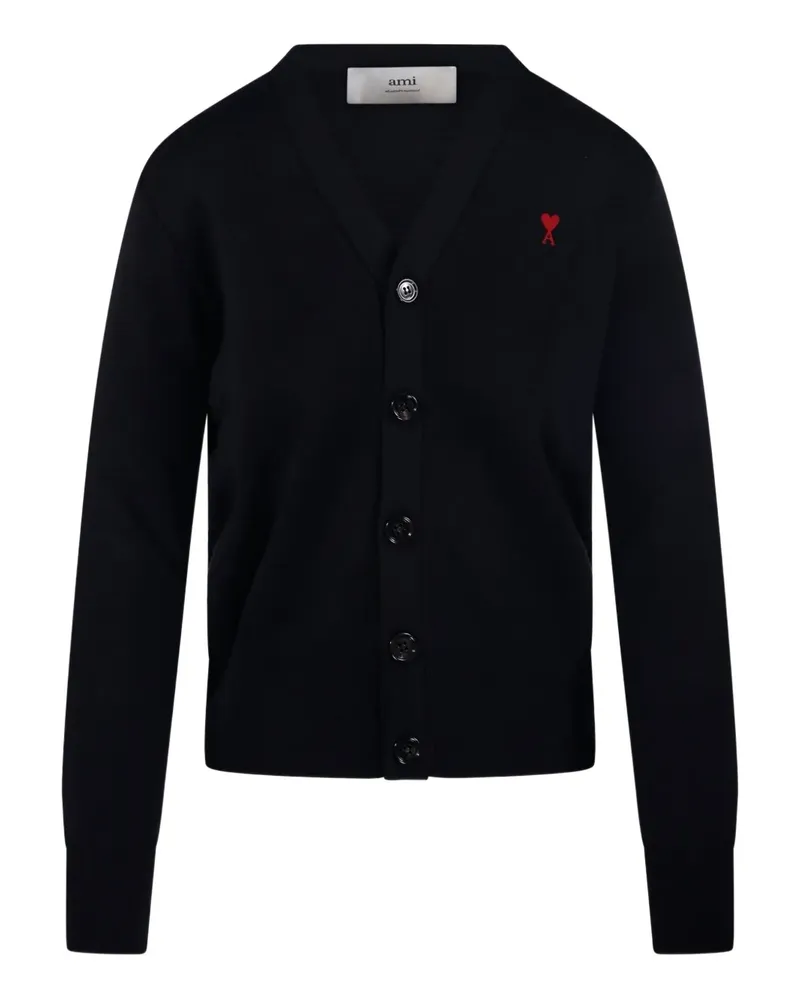 AMI Paris Ami De Coeur-logo embroidered cardigan - Schwarz Schwarz